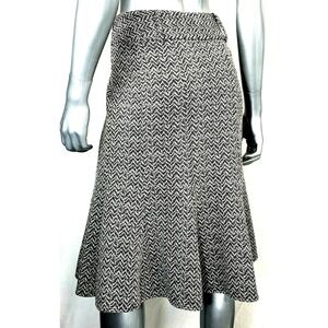 Susan Bristol Women 8 Flare Skirt Black White Herringbone Belt Loops Zipper
